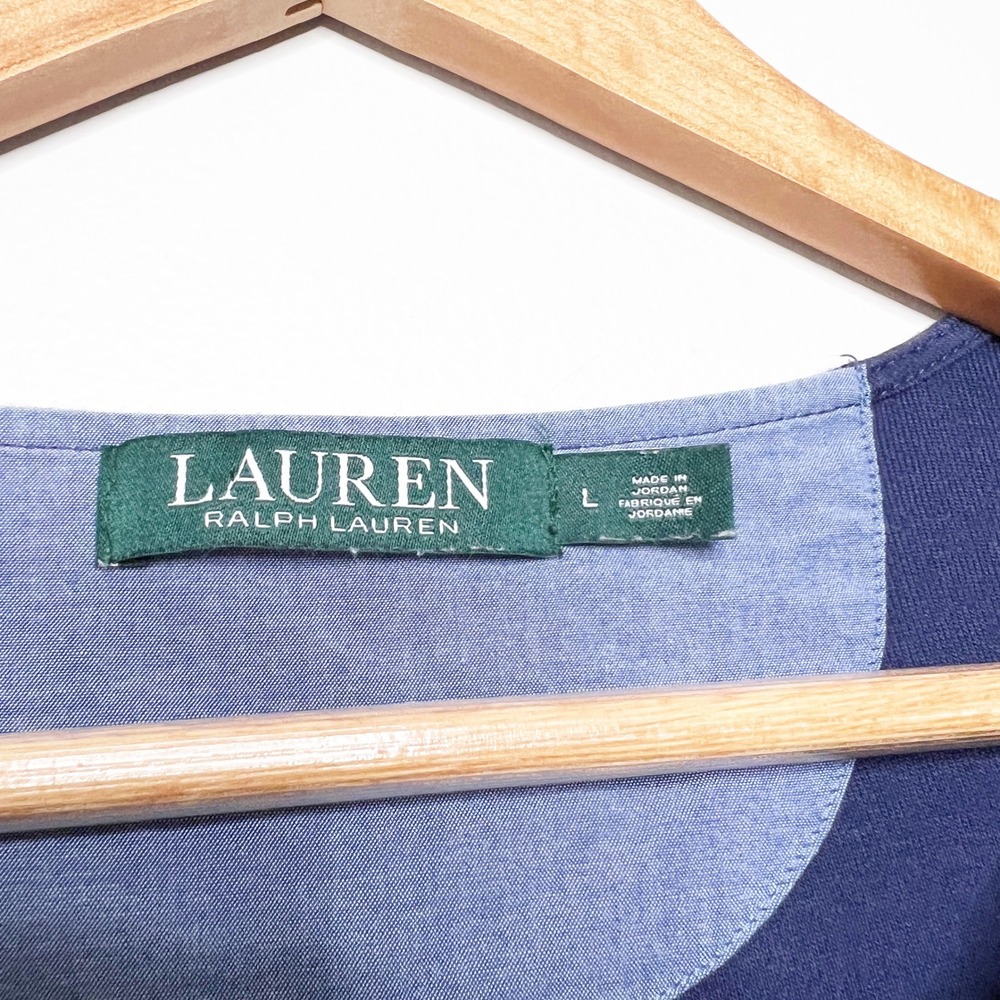 Lauren Ralph Lauren Womens Navy Blue Short Sleeve Henley Casual T Shirt Top L - Picture 16 of 16